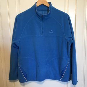 ADIDAS blue fleece 1/2 zip 2 front zippered pockts